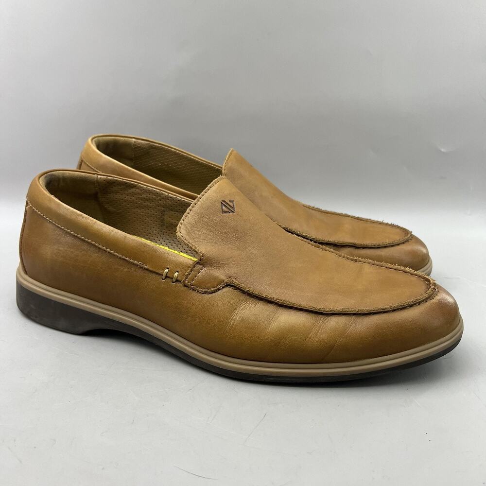 Amberjack The Loafer Slip On Men Size 10.5 Brown Leather Comfort Casual Shoes
